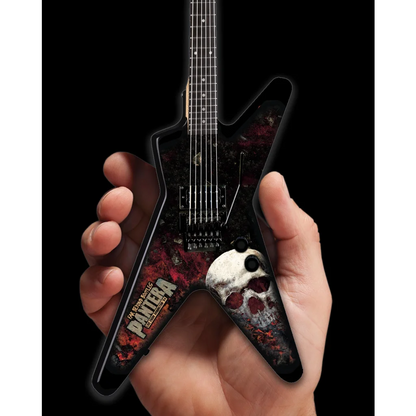Axe Heaven Dimebag Darrell Pantera Skull Mini Guitar Replica with red accents