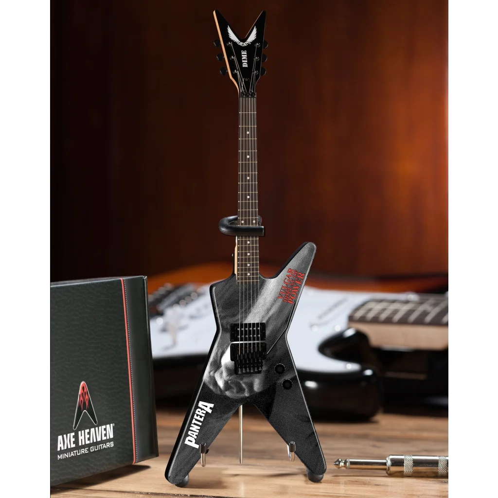 Axe Heaven Dimebag Pantera guitar miniature with black silver finish
