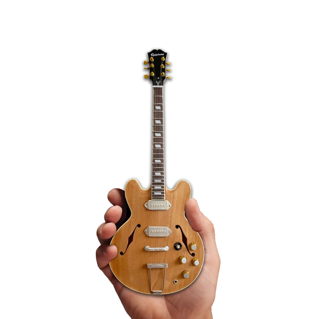 Axe Heaven Epiphone Casino miniature replica guitar model in natural wood