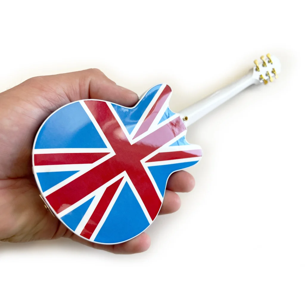 Axe Heaven Epiphone Union Jack miniature guitar replica with gold pegs