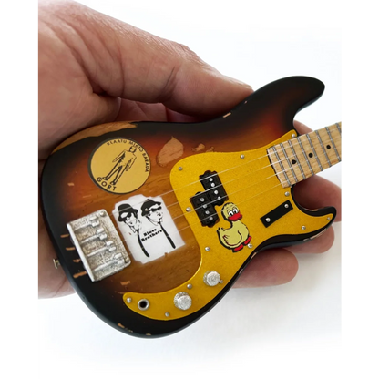 3D mini Fender Stratocaster with sunburst finish, stickers, Axe Heaven stand