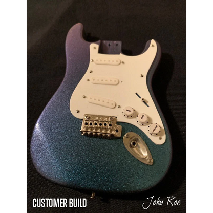 Axe Heaven Fender Strat mini guitar kit in blue sparkle with case