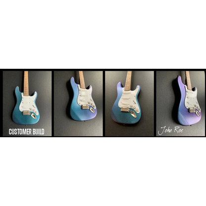 Axe Heaven mini guitar in blue purple gradient with case