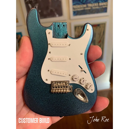 Axe Heaven Fender Strat mini guitar with blue body and case