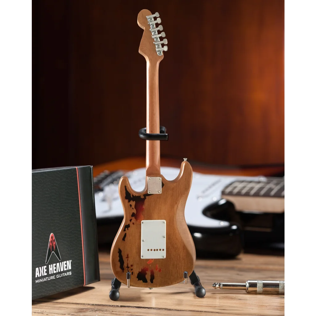 Axe Heaven Fender Strat miniature guitar with sunburst finish in guitar case gift