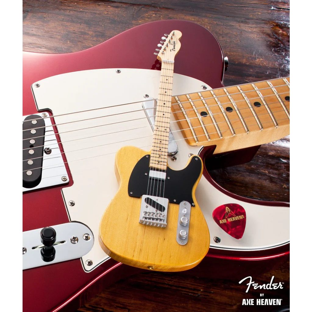 Axe Heaven Fender Telecaster miniature guitar in butterscotch blonde with stand