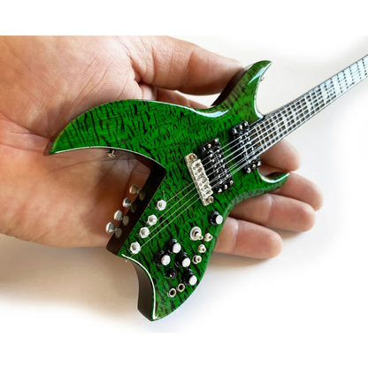 Axe Heaven Green Bich miniature guitar replica with stand
