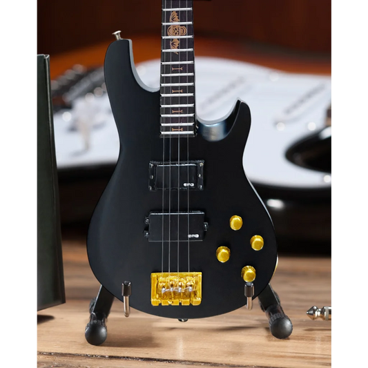 Black Axe Heaven guitar mini replica with gold hardware and adjustable A-frame stand