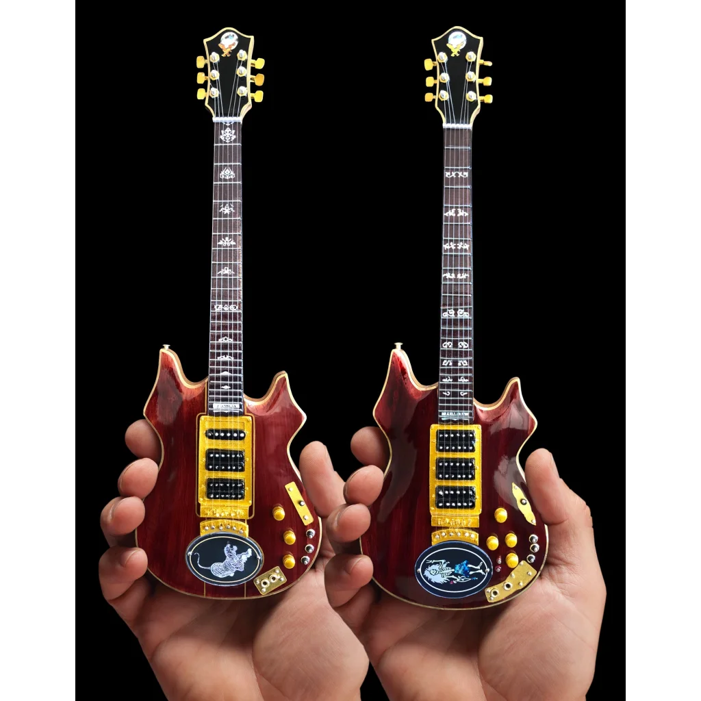 Red Axe Heaven® guitar miniature replica with adjustable A-frame stand