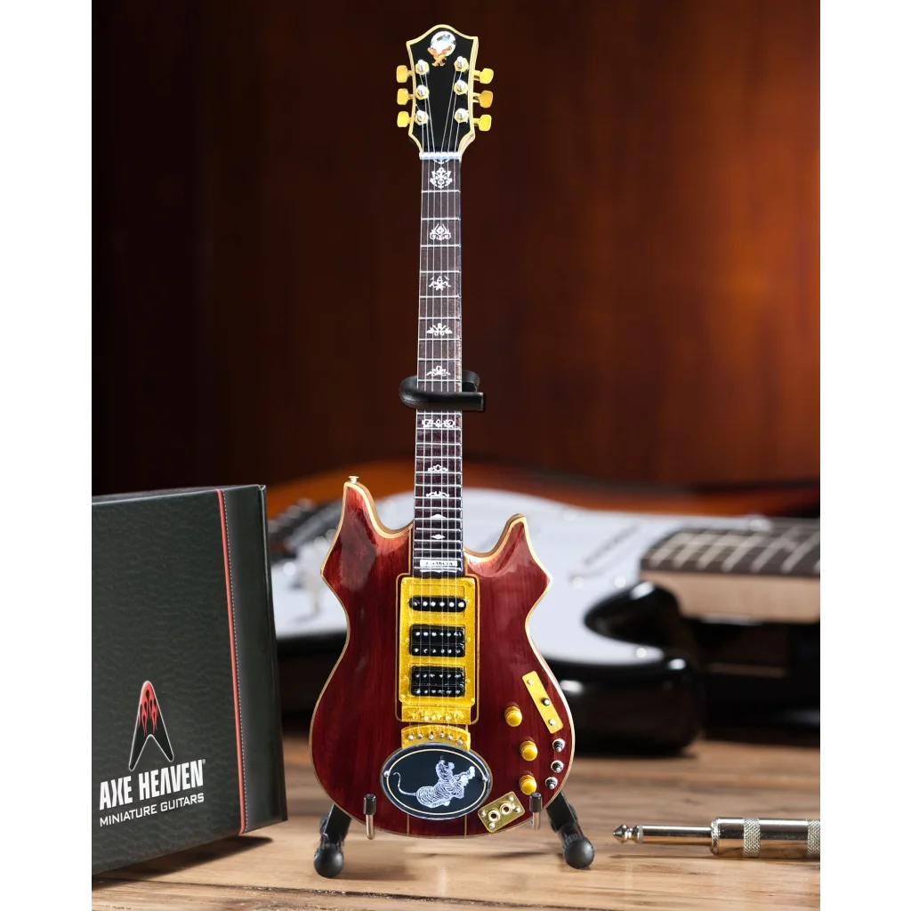 Axe Heaven® cherry sunburst SG guitar miniature with adjustable A-frame stand