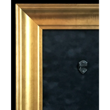 Gold frame with black dice in Axe Heaven guitar wall hangers display