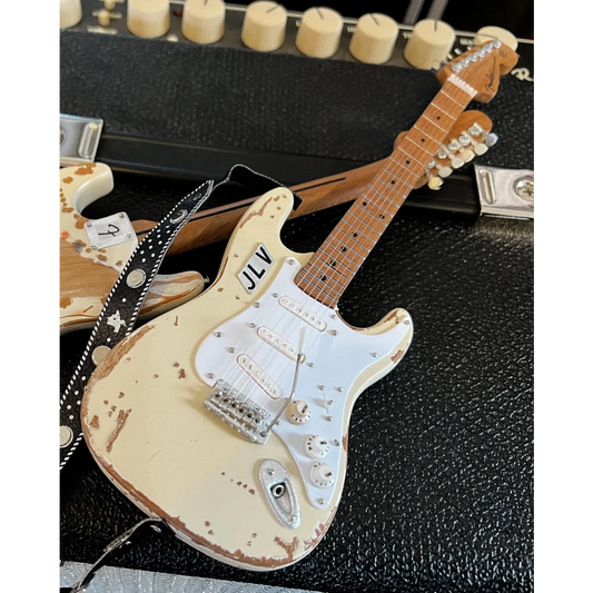 Vintage cream Fender Strat mini guitar by Axe Heaven in guitar case gift