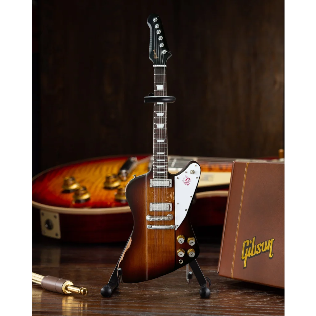 Axe Heaven Johnny Winter Firebird scale mini guitar in sunburst