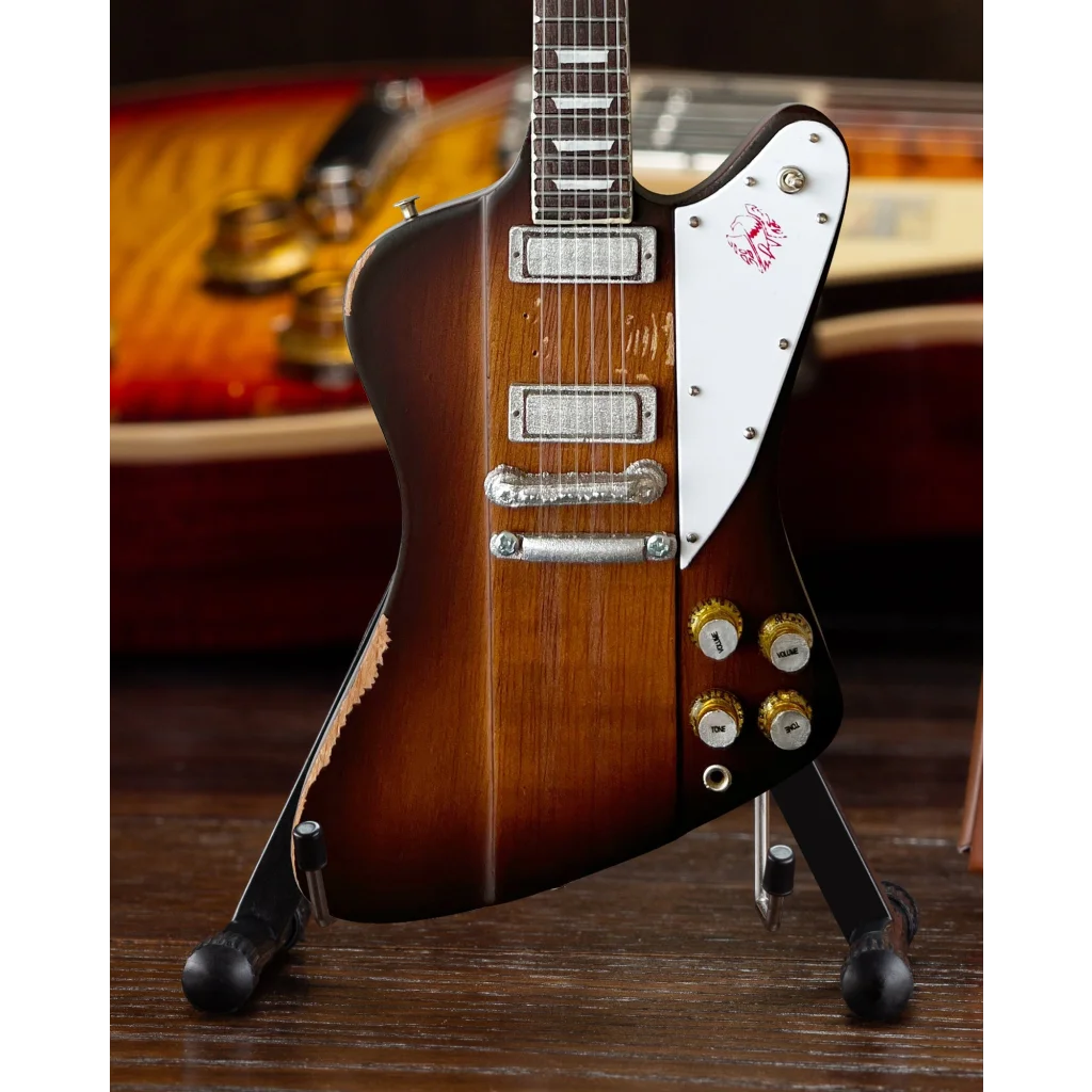 Axe Heaven Johnny Winter Firebird scale mini guitar in sunburst