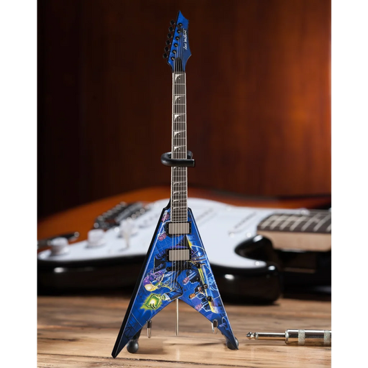 Blue Axe Heaven Megadeth Dave Mustaine Flying V mini guitar replica