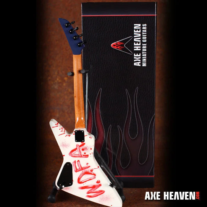 Axe Heaven Michael Anthony Blood Bass mini guitar with white red flame design