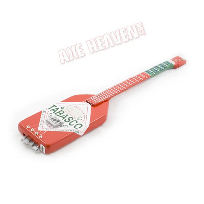 Axe Heaven Michael Anthony Tabasco Bass Mini Guitar Replica, red bottle-shaped with striped neck