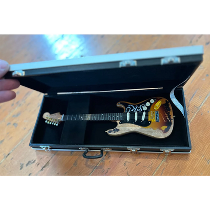 Axe Heaven mini guitar SRV Number One 3D Stratocaster in sunburst with adjustable A-frame stand