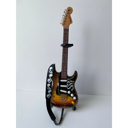 Axe Heaven mini guitar strap with SRV edition Sunburst Stratocaster