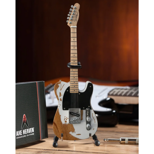 Axe Heaven mini guitar white Telecaster model with adjustable A-frame stand