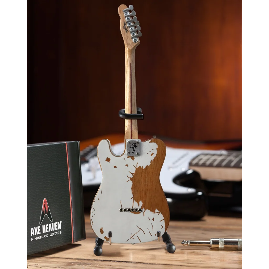 Axe Heaven mini guitar white Telecaster with adjustable A-Frame stand