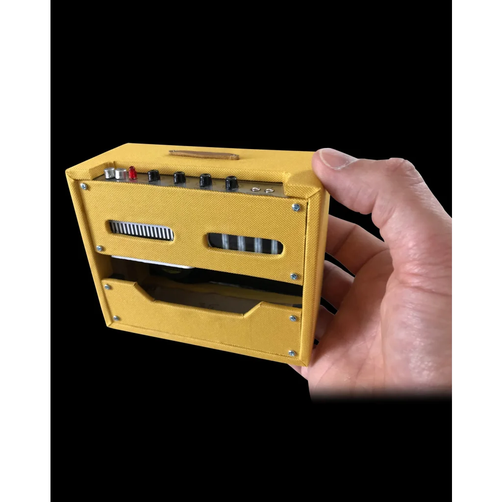 Axe Heaven Miniature 1959 Fender Tweed Twin Amp Replica with yellow vintage look