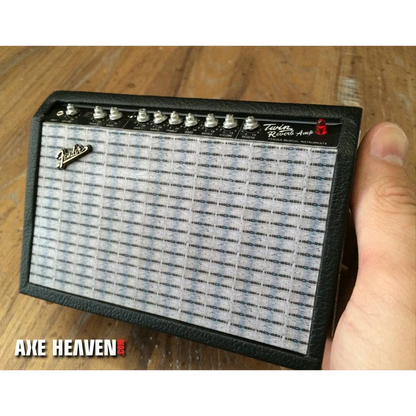 Axe Heaven Miniature Black and White Fender Twin Reverb Amp on Adjustable A-Frame Stand