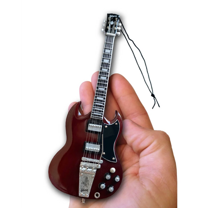 Axe Heaven Miniature Replica Gibson SG Holiday Ornament in burgundy