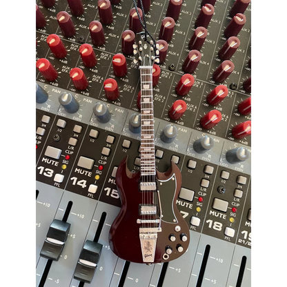 Wine red Axe Heaven miniature replica Gibson SG holiday ornament
