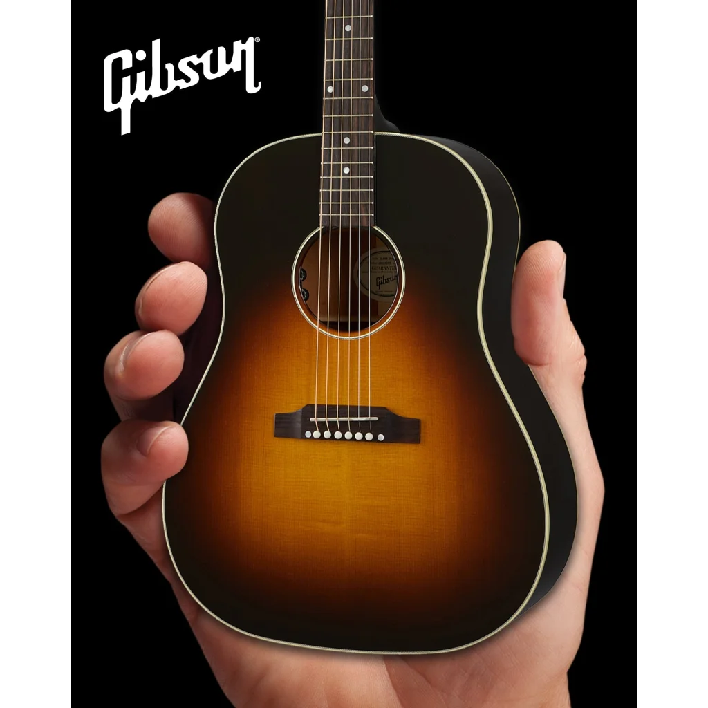 Axe Heaven miniature replica of Gibson Slash Signature acoustic guitar with sunburst finish and black pickguard