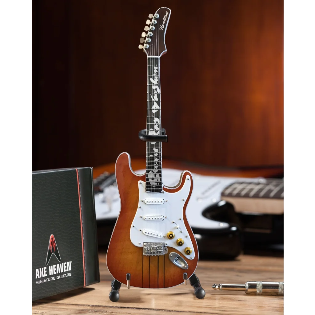Axe Heaven® miniature SRV Fender Strat mini guitar with sunburst finish