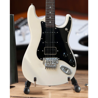 White Fender Stratocaster guitar by Axe Heaven with adjustable A-Frame stand