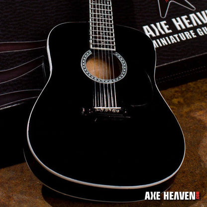 Axe Heaven Black Flame Acoustic Guitar Miniature on adjustable A-Frame stand