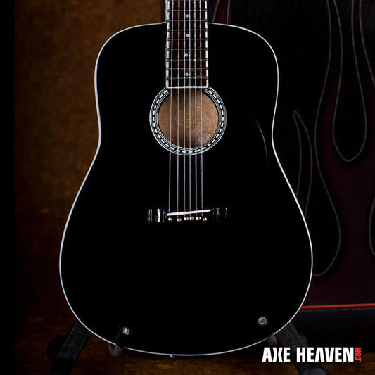 Axe Heaven Black Flame acoustic guitar miniature with stand
