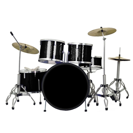 Axe Heaven® black sparkle drum set miniature replica with chrome hardware