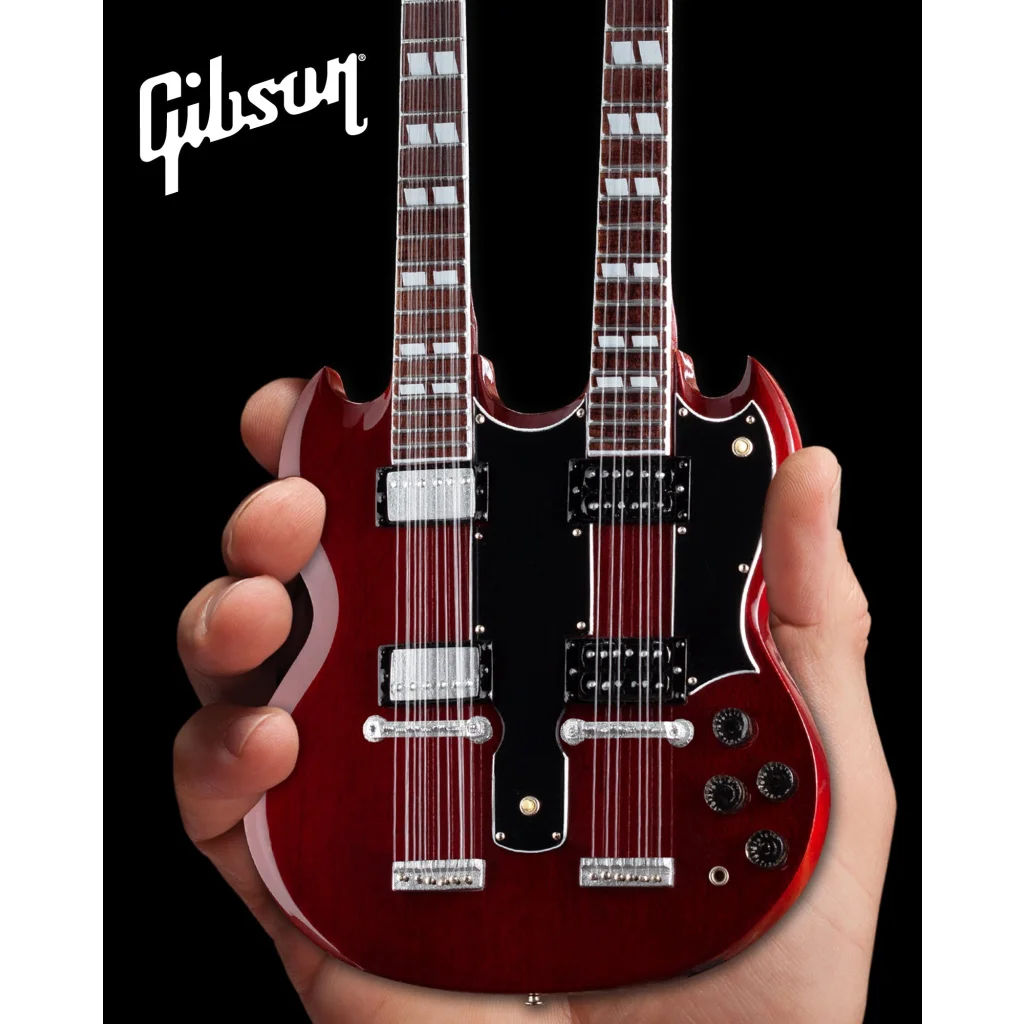 Axe Heaven® Gibson SG doubleneck miniature replica guitar model in candy apple red
