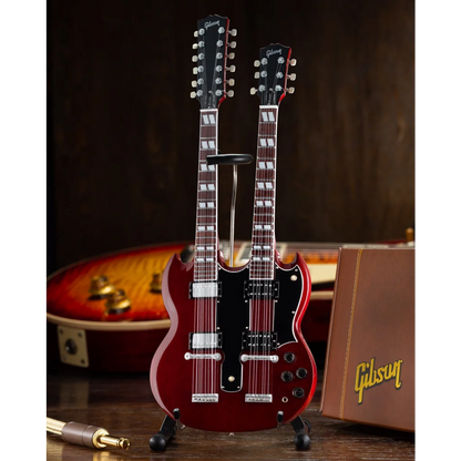 Axe Heaven® Gibson SG doubleneck miniature replica guitar model in cherry burst