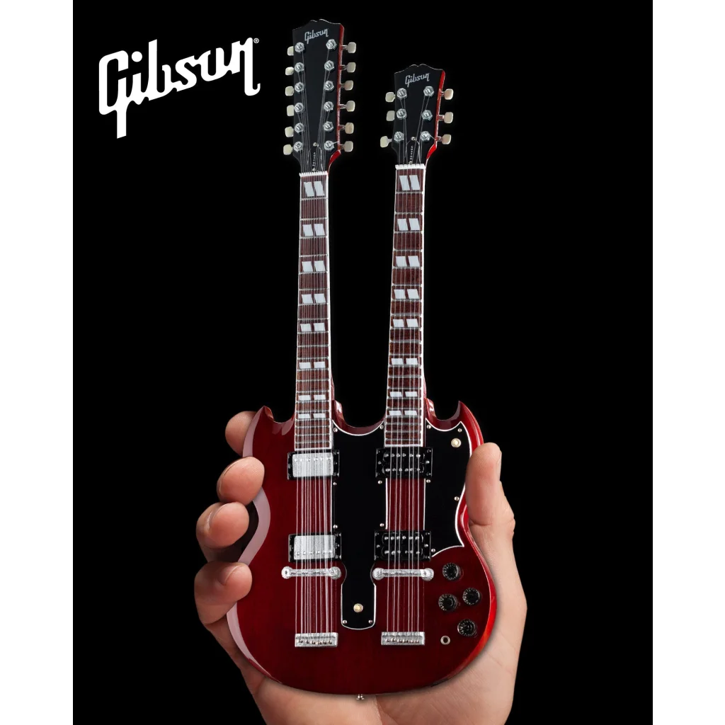 Axe Heaven® Gibson SG double-neck miniature replica guitar model in cherry burst