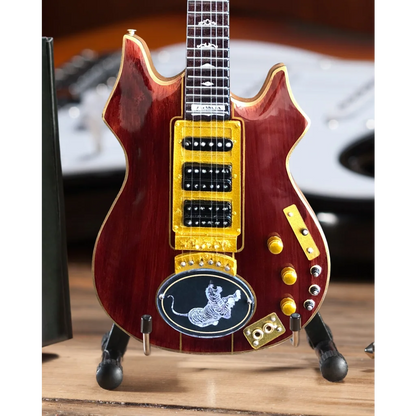 Red Axe Heaven® Jerry Garcia Tiger Guitar Mini Replica on adjustable A-frame stand