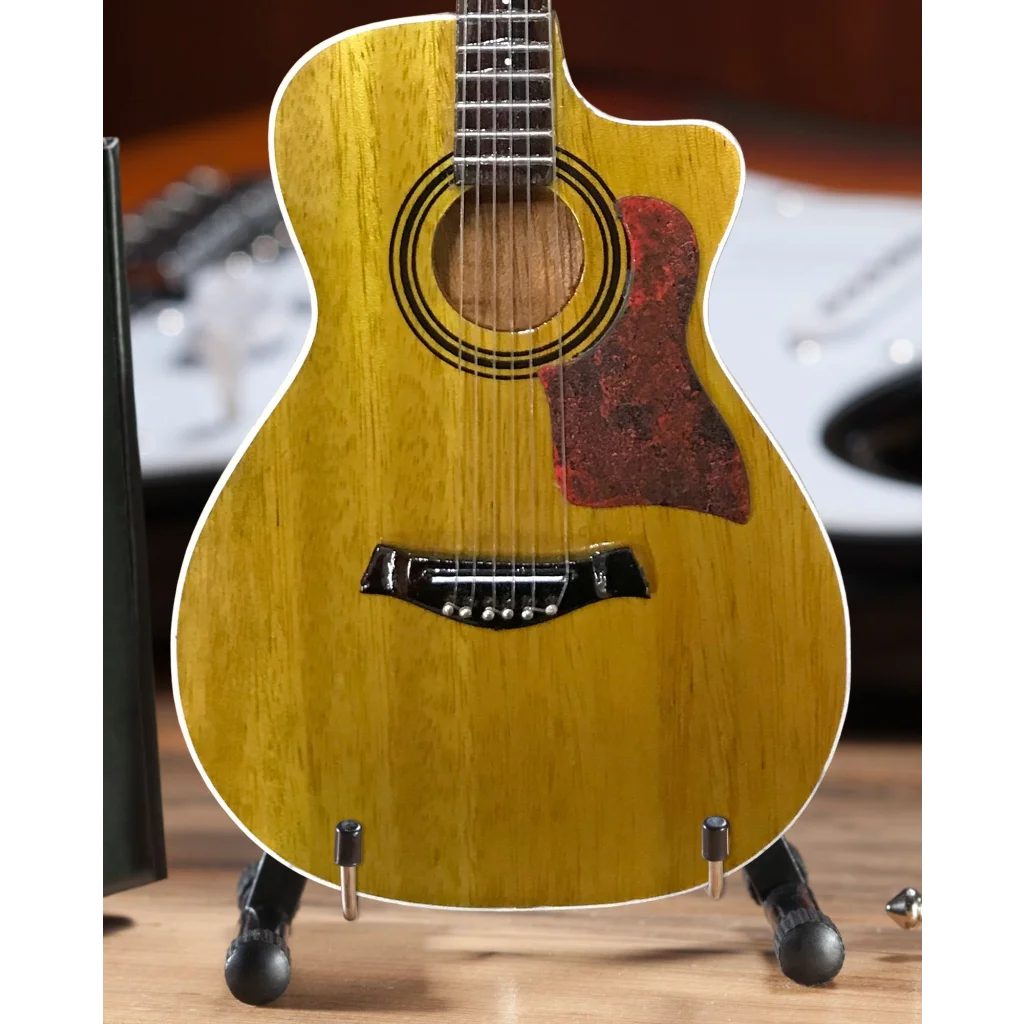 Axe Heaven® mini yellow acoustic guitar replica with sunburst finish