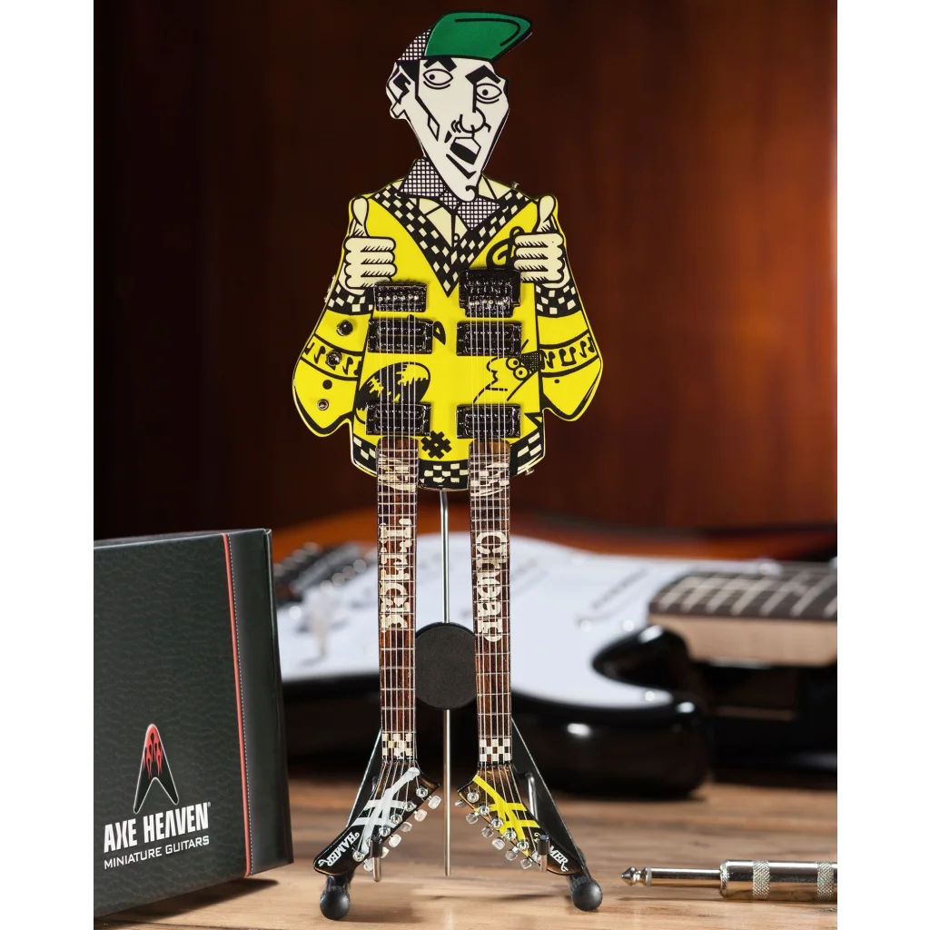 Axe Heaven® officially licensed Rick Nielsen mini guitar replica with green cap