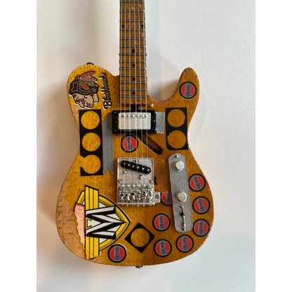 Axe Heaven® Terry Kath Fender guitar replica with yellow body, red W logo, and guitar case gift