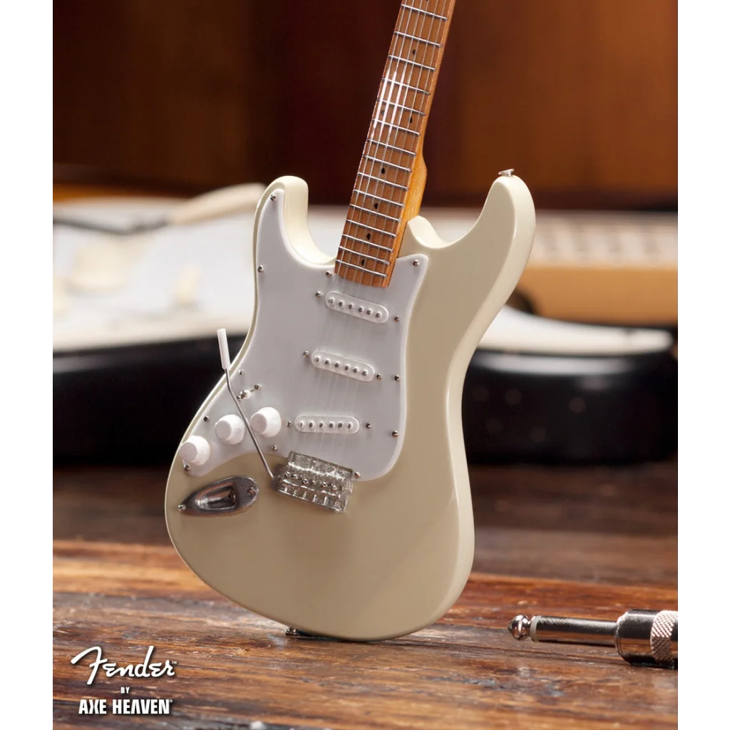 White Axe Heaven® Fender Strat mini guitar with stand