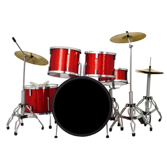 Axe Heaven Red Sparkle Drum Set Mini Replica with red metallic shine