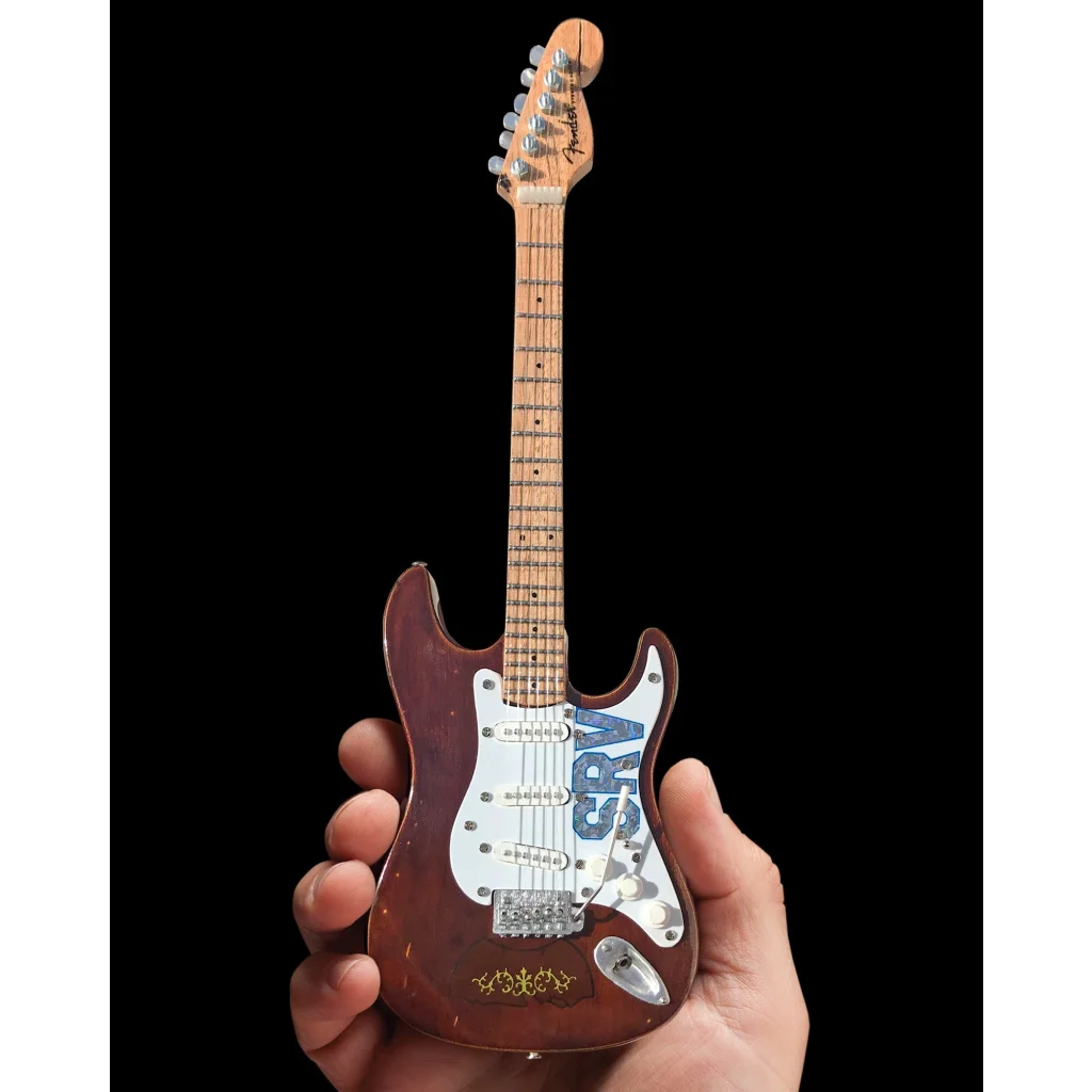 Axe Heaven Signature Fender Mini Guitar SRV Collectible with brown body