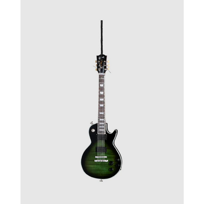 Axe Heaven Standard Slash Anaconda Burst mini guitar ornament with glossy black and green electric guitar and H-shaped pickup switch