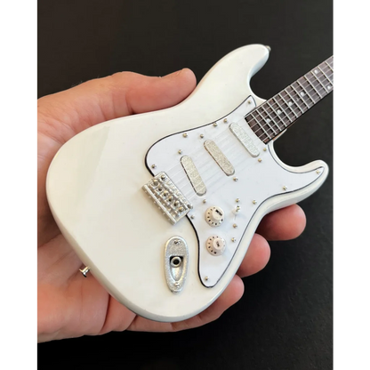 Axe Heaven Stevie Ray Vaughan mini white Fender Stratocaster with adjustable A-frame stand