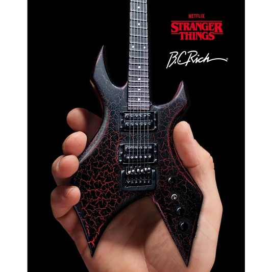 Black and red Axe Heaven Stranger Things Eddie Warlock guitar replica with flame design