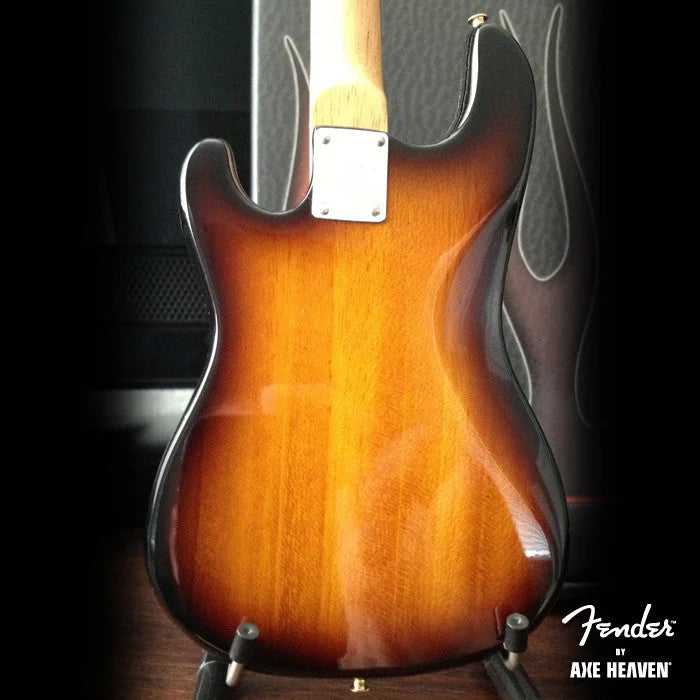 Axe Heaven Sunburst Fender Strat Mini Guitar with Maple Neck on Adjustable A-Frame Stand