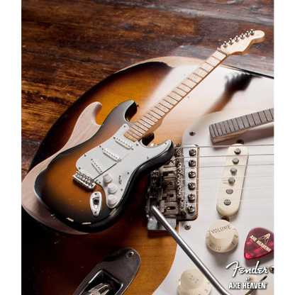 Axe Heaven Sunburst Fender Strat Mini Guitar with Stand